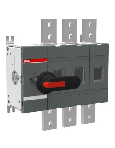 OT1600EP03P Rozłącznik izolacyjny uziemiający 1600A 3P napęd z przodu z wałkiem i czarną rączką IP65 montaż na płycie monta