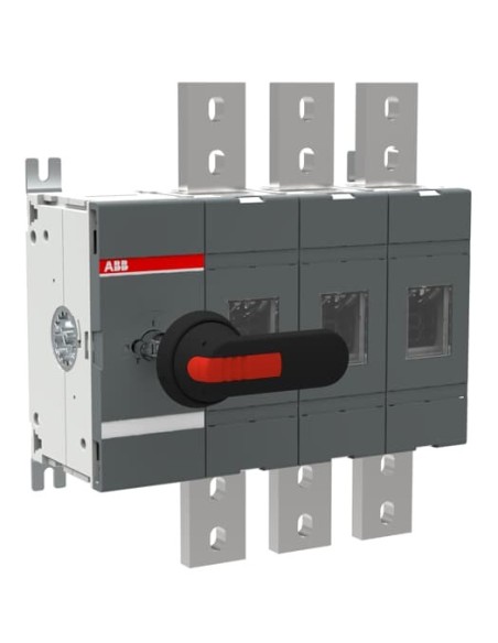 OT1600EP03P Rozłącznik izolacyjny uziemiający 1600A 3P napęd z przodu z wałkiem i czarną rączką IP65 montaż na płycie monta