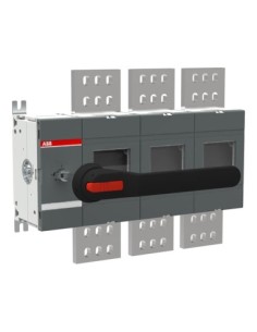 OT2000EP03P Rozłącznik izolacyjny uziemiający 2000A 3P napęd z przodu z wałkiem i czarną rączką IP65 montaż od spodu zesta