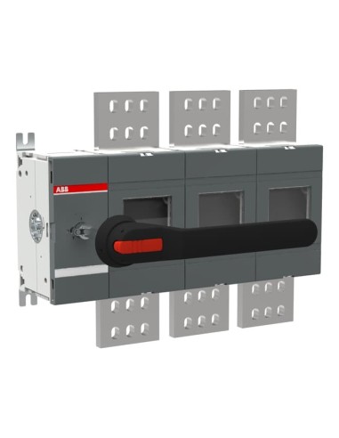 OT2000EP03P Rozłącznik izolacyjny uziemiający 2000A 3P napęd z przodu z wałkiem i czarną rączką IP65 montaż od spodu zesta