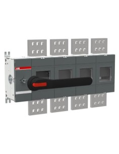 OT2500EP04P Rozłącznik izolacyjny uziemiający 2500A 4P napęd z przodu z wałkiem i czarną rączką IP65 montaż na płycie monta