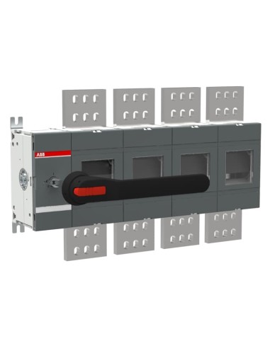 OT2500EP04P Rozłącznik izolacyjny uziemiający 2500A 4P napęd z przodu z wałkiem i czarną rączką IP65 montaż na płycie monta