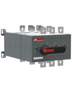 OT800E03YP Przełącznik obejściowy (I-0-II) 800A 3P z wałkiem i czarną rączką IP65 montaż na płycie montażowej zestaw śrub