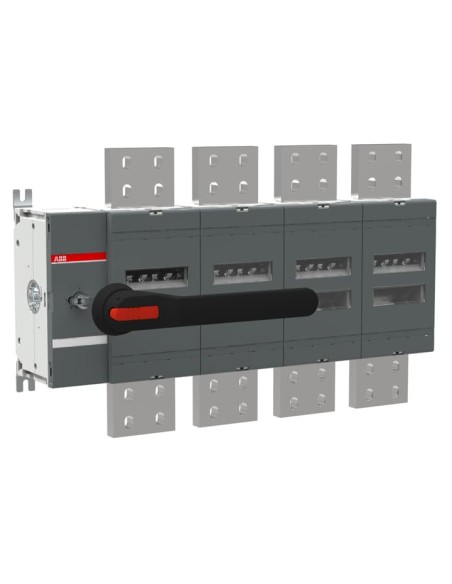 OT3200E04P Rozłącznik izolacyjny 3200A 4P napęd z przodu z wałkiem i czarną rączką IP65 montaż na płycie montażowej zestaw