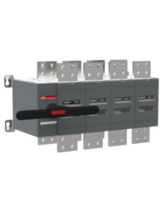 OT3200E04CP Przełącznik (I-0-II) 3200A 4P napęd z przodu z wałkiem i czarną rączką IP65 montaż na płycie montażowej zestaw