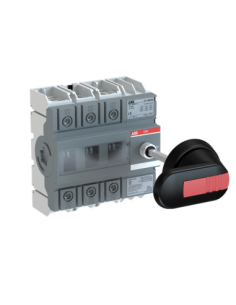 OT160G30P Rozłącznik 160A 3P napęd z przodu z wałkiem i czarną rączką IP65 osłona zacisków IP20 montaż na płycie lub szynie DIN