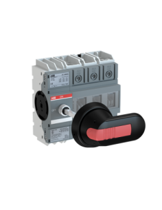 OT160G03P Rozłącznik 160A 3P napęd z przodu z wałkiem i czarną rączką IP65 osłona zacisków IP20 montaż na płycie   szynie DIN