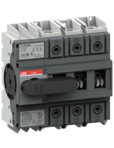 OT160G03K Rozłącznik 160A 3P napęd z przodu z rączką mocowaną na aparacie osłona zacisków IP20 montaż na płycie   szynie DIN