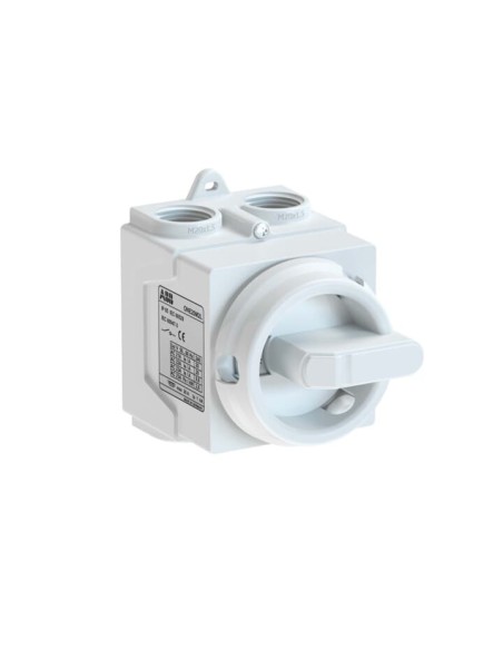 ONE20M2W Rozłącznik w obudowie 2P 400V AC22 20A obudowa IP67 plastikowa pokrągłe białe pokrętło